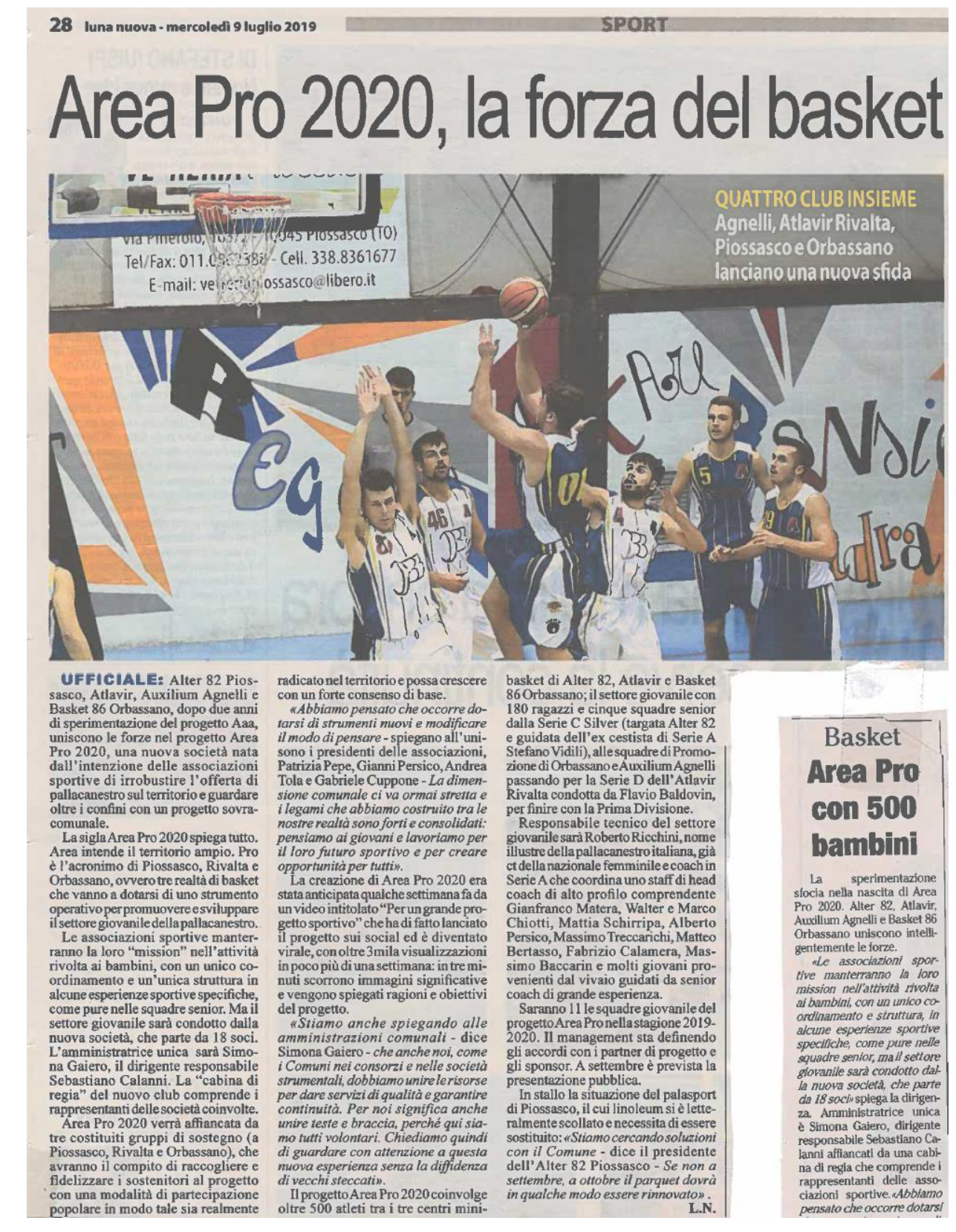 Area Pro 2020, la forza del basket ..