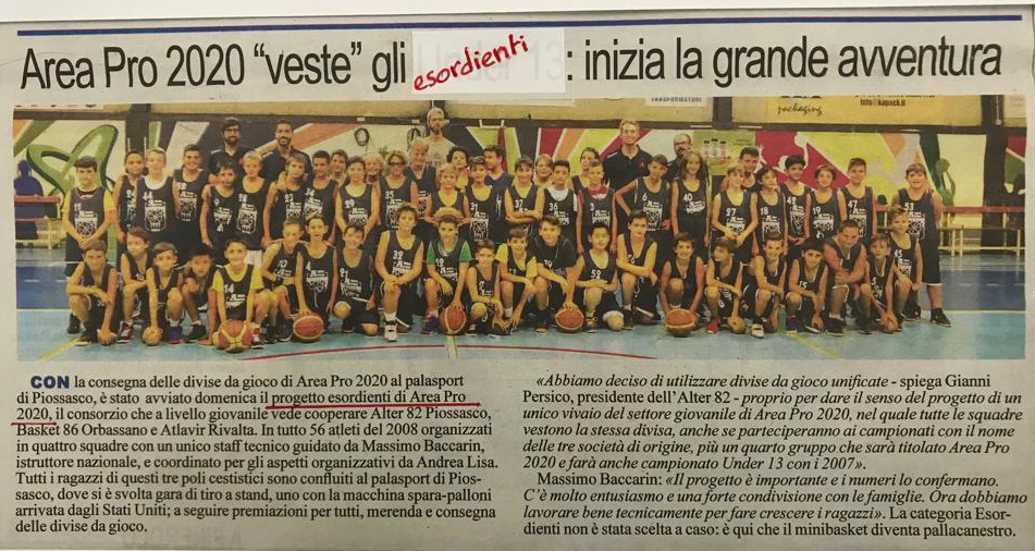 Area Pro 2020 veste gli esordienti: inizia l’avventura del basket..