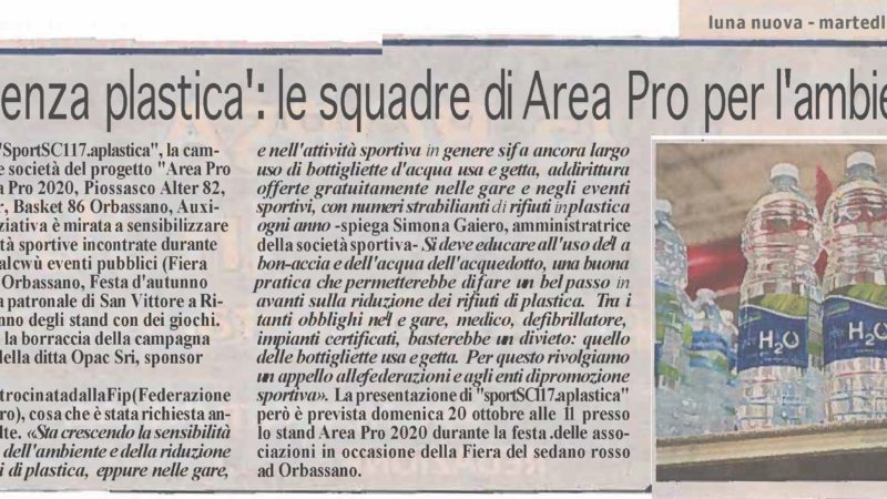 Sport senza plastica: le squadre dei Area Pro 2020 per l’ambiente…