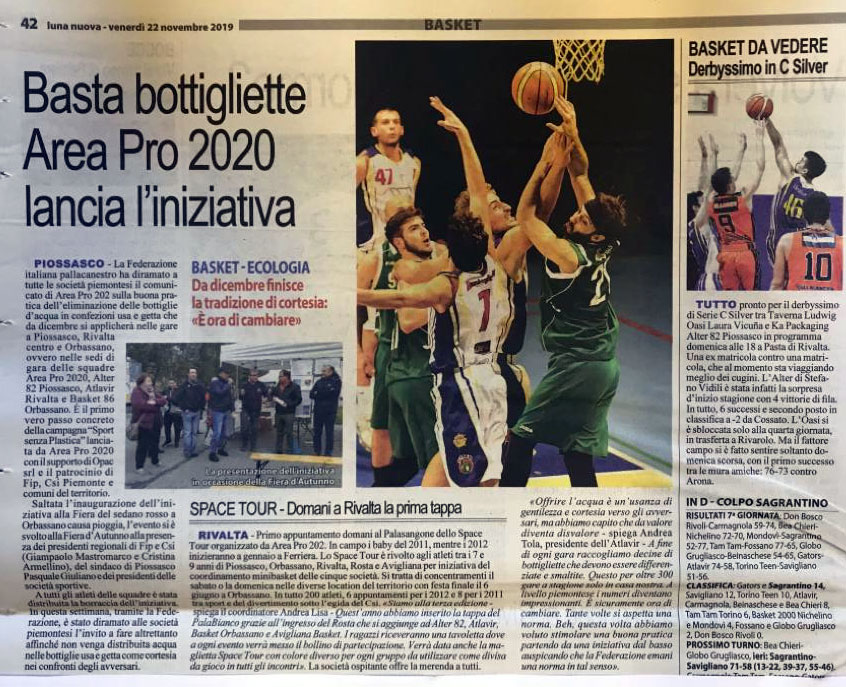 Basta bottigliette:Area Pro 2020 lancia iniziativa