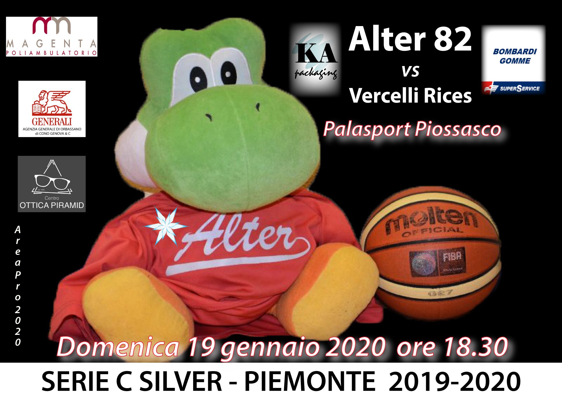 Serie C: domenica 18 gennaio 2020 Alter82 vs Vercelli Rices al Palasport di Piossasco. Serie D: Grugliasco – Atlavir 57-60.
