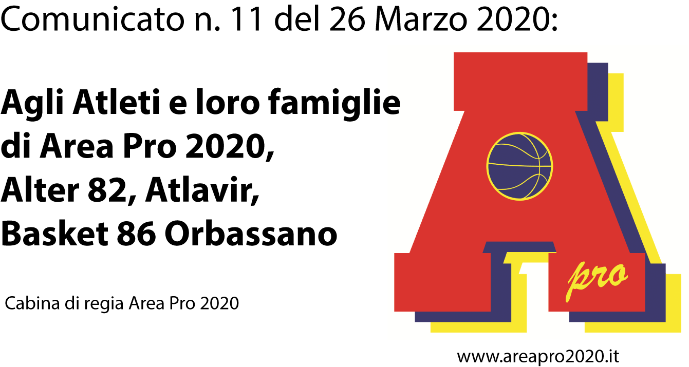 Lettera dei presidenti agli atleti e famiglie di Area Pro 2020, Alter82, Atlavir e Orbassano e Aux. Agnelli.