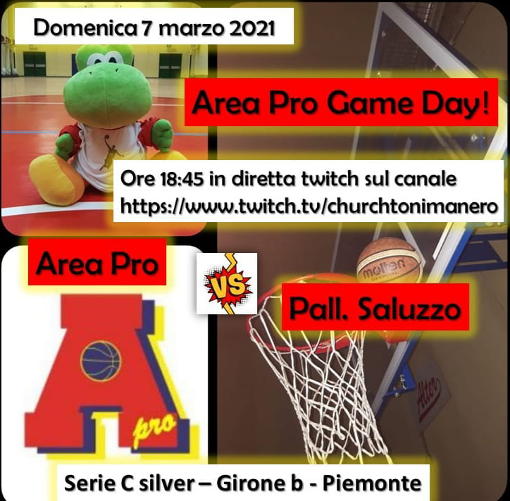 Area Pro Game Day: 7 marzo 2021, Area Pro 2020 – Saluzzo, diretta su canale Twitch,  ore 18.45.