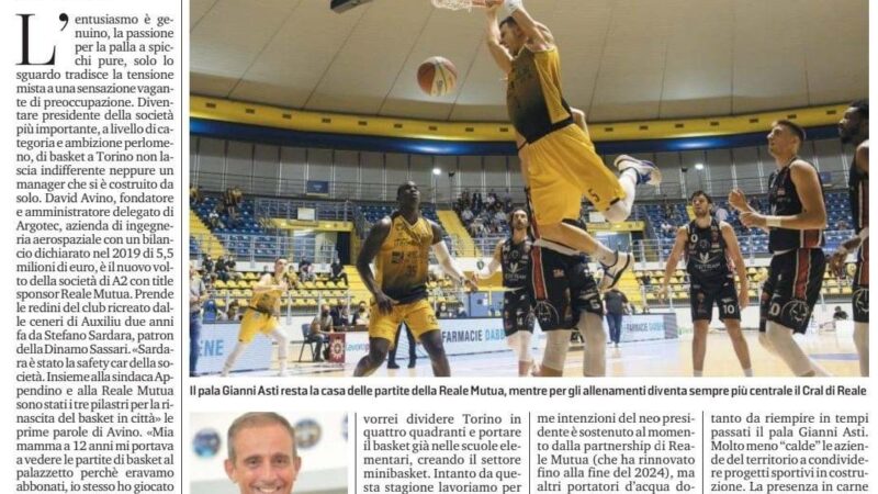 Articolo sul nuovo Presidente Basket Torino David Avino