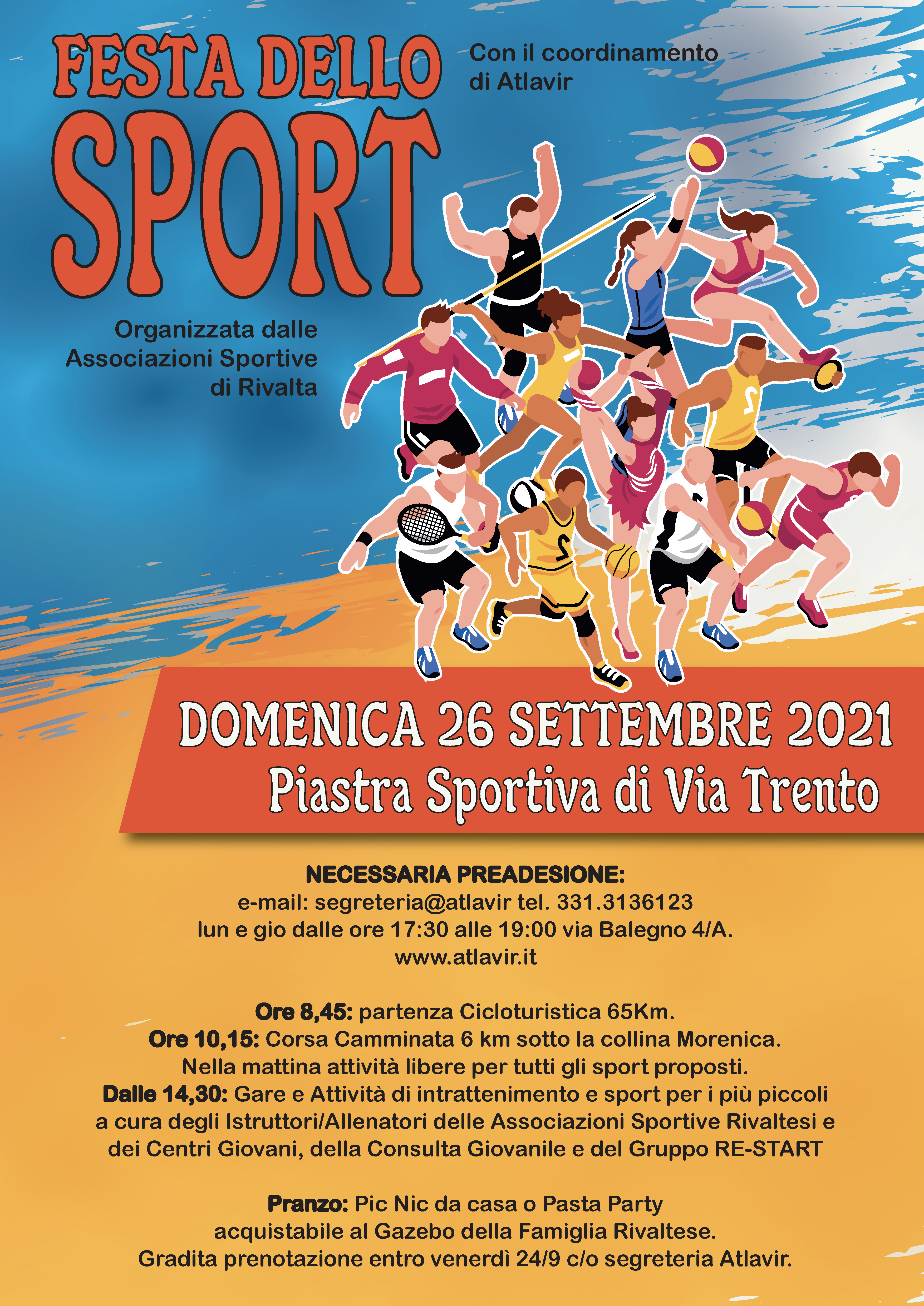 Festa dello Sport a Rivalta: Camminata e attività sportiva per i più piccoli.