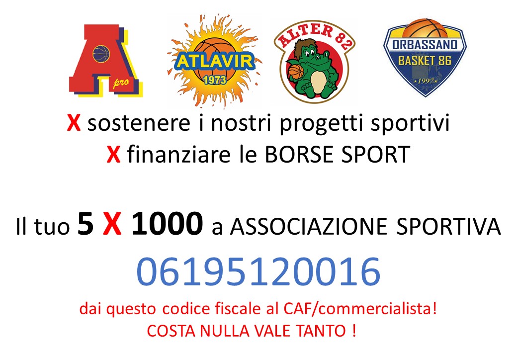 Vi invitiamo a donare il 5×1000, per finanziare  progetti sportivi e borse di sport per i ragazzi/e.