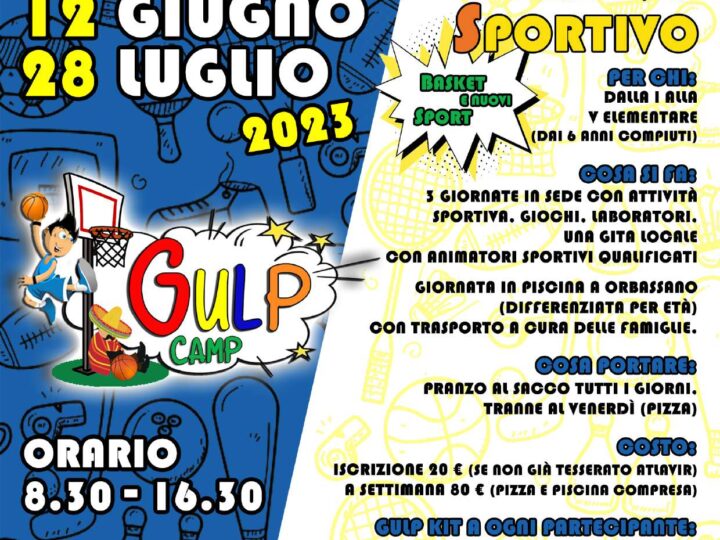 Centro Estivo Sportivo Gulp Camp 2023 a Piossasco e Rivalta.