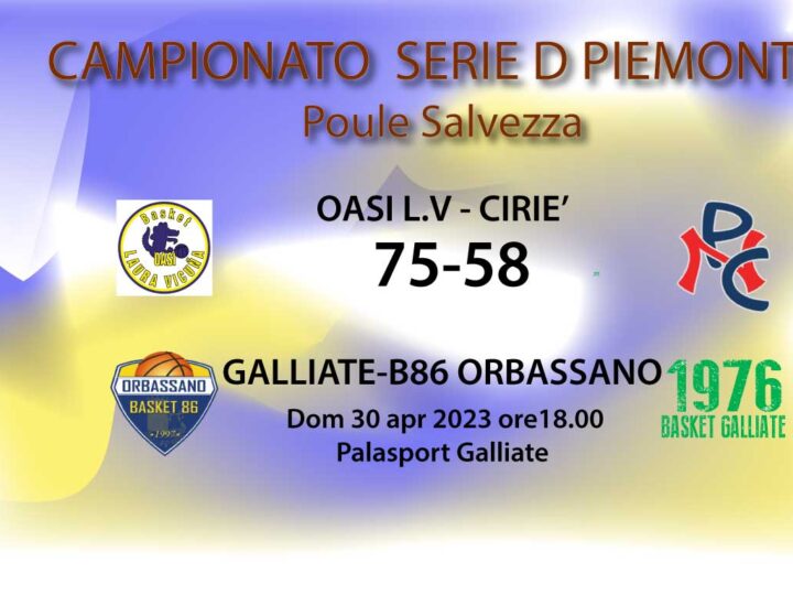 Serie D Poule salvezza: OASI ospita Ciriè, B86 Orbassano la  prossima con Galliate. Risultati.