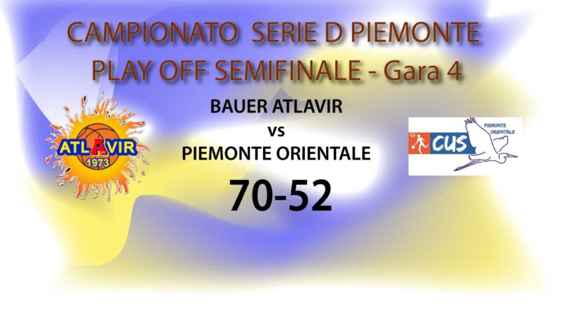 serie D playoff semifinali: Bauer Atlavir pareggia i conti 2-2 con CUS PO e va a gara-5 ad Alessandria.