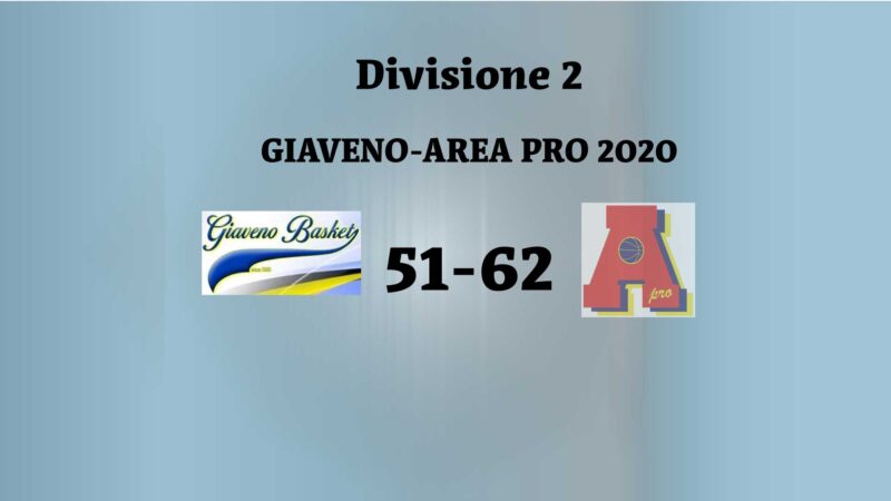 DIVISIONE 2: AreaPro2020 vince il recupero a Giaveno