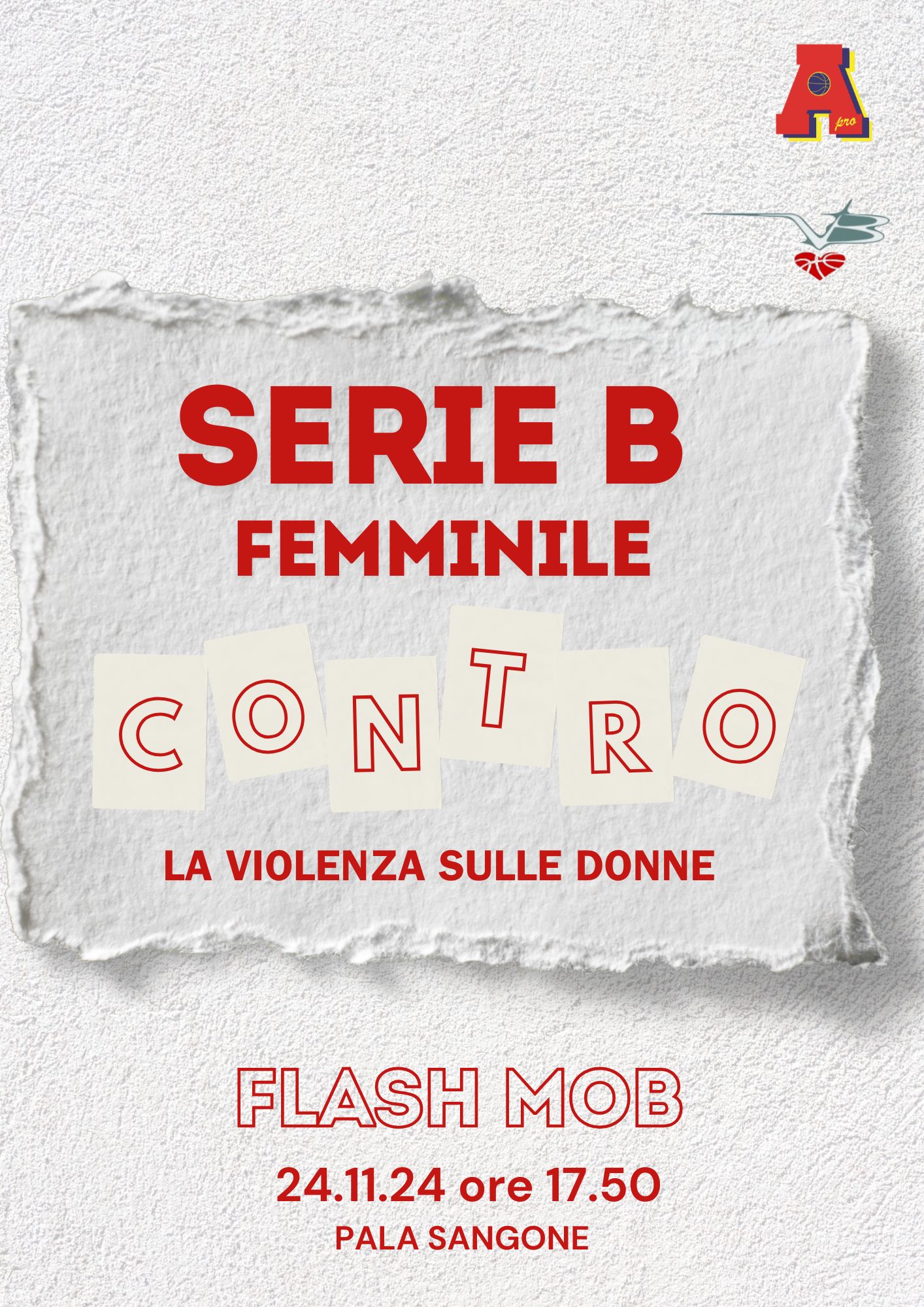 Tutti al Palasangone domenica 24 er il FLASH MOB prima della partita femminile tra AreaPro e Venaria