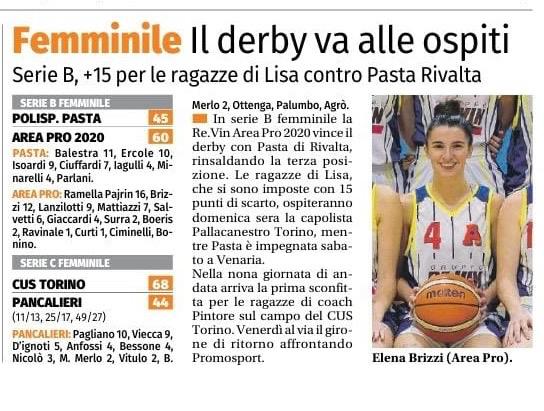 Eco del Chisone : A Cumiana piegato il don Bosco Livorno…B femminile derby ad AreaPro2020