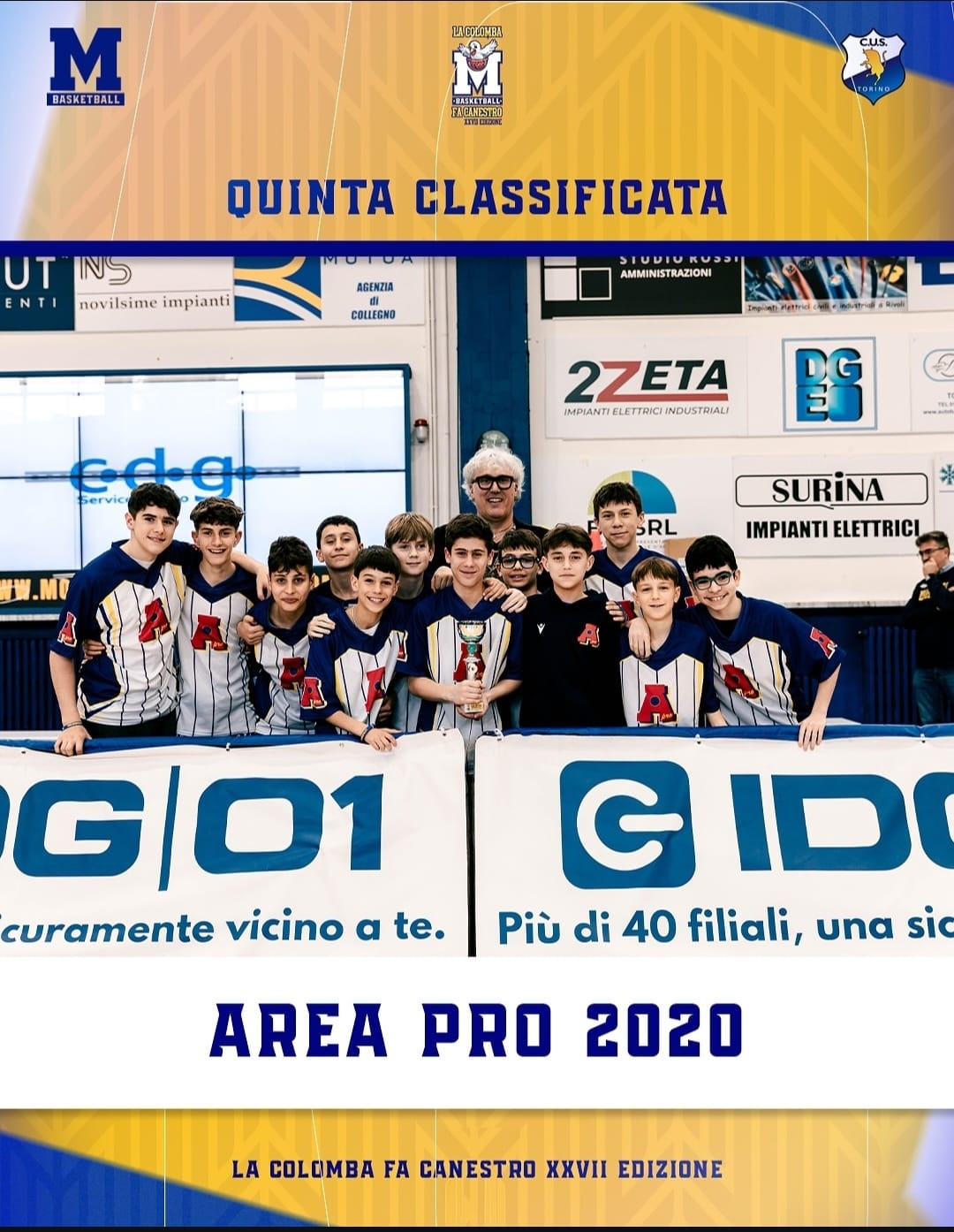 Unde 13 gold: XXVII Edizione della Colomba fa Canestro a Moncalieri. AreaPro2020 batte Bologna e si classifica quinta.