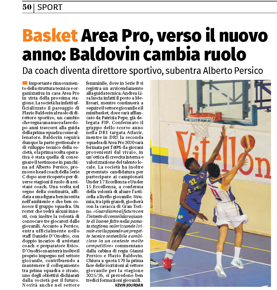 Area Pro 2020 verso il nuovo anno.. Baldovin cambia ruolo