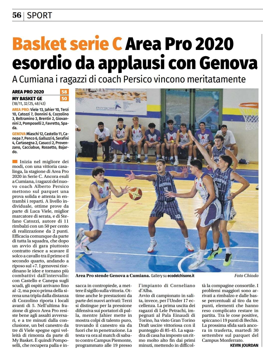 Eco del Chisone: esordio da applausi con Genova