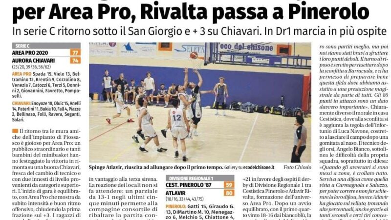 Eco del Chisone: è gran rimonta al Polisportivo per Area Pro, Rivalta passa a Pinerolo