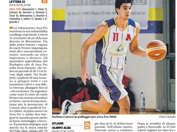 Eco del Chisone: Area Pro 2020 continua a vincere tra le mura amiche