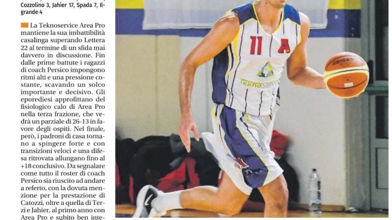 Eco del Chisone: Area Pro 2020 continua a vincere tra le mura amiche