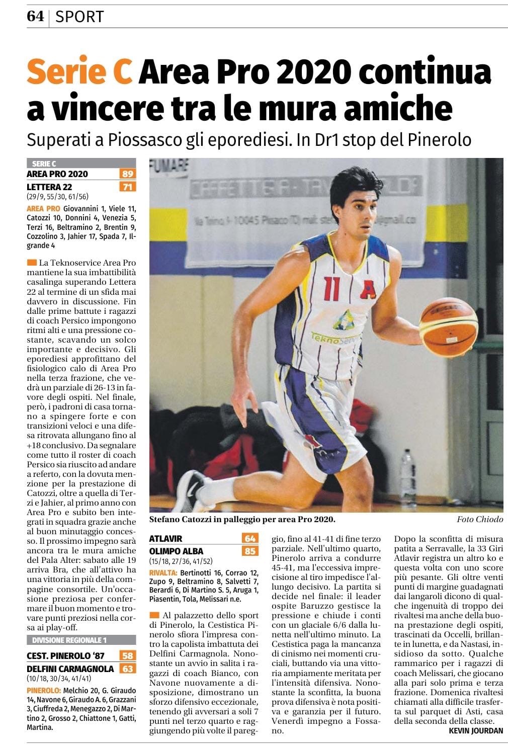 Eco del Chisone: Area Pro 2020 continua a vincere tra le mura amiche