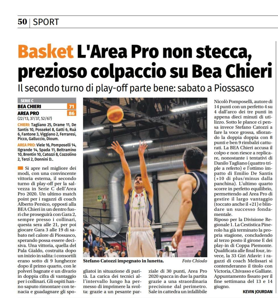 Eco del Chisone, Serie C: Area Pro non stecca, prezioso colpaccio su Bea Chieri
