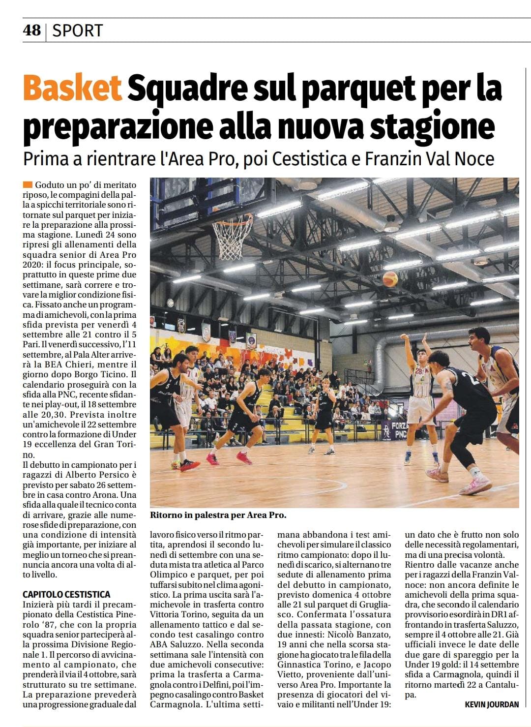 Eco del Chisone: Squadre sul parquet per la preparazione alla nuova stagione