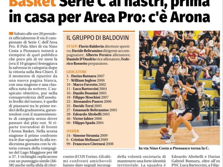 ECO DEL CHISONE: Serie C ai nastri, prima in casa per Area Pro: c’è Arona