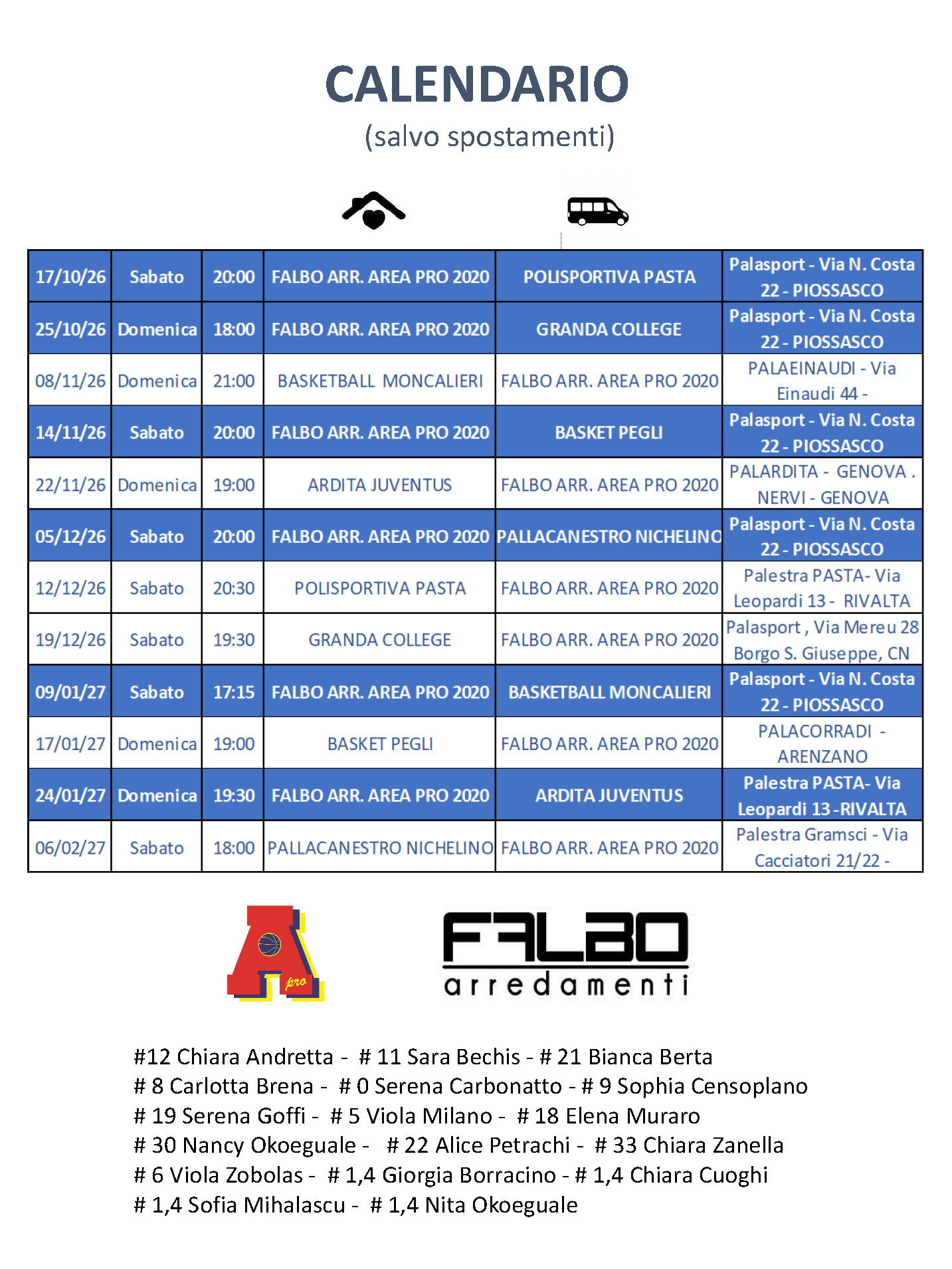 calendario B femminile