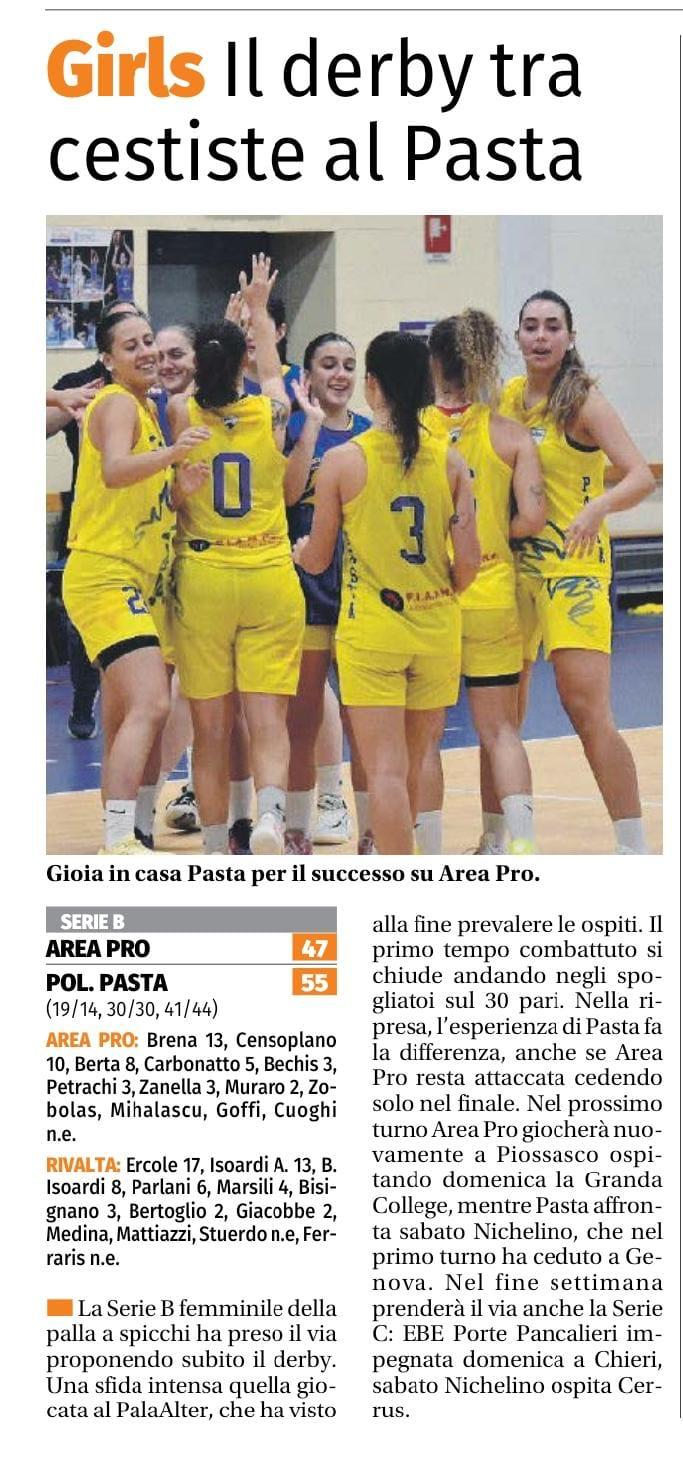 ECO DEL CHISONE: Serie B Femminile: Il derby tra cestiste al Pasta